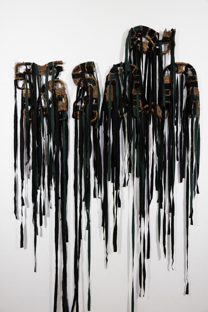 horani (Earth)  2024 woven vines and dark green and black fabric 199.0 x 190.0 x 7.0 cm  ©Khvay Samnang