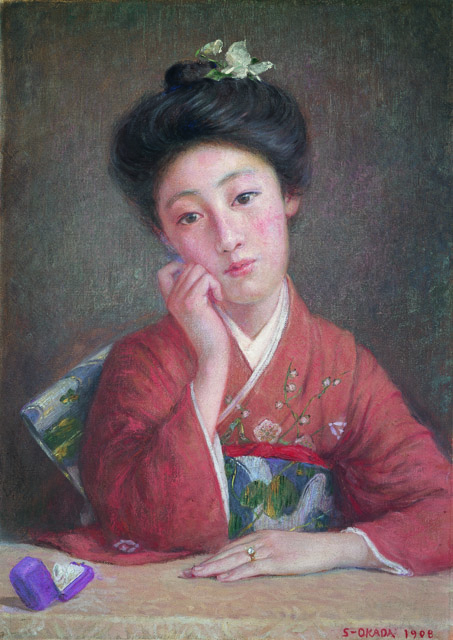 岡田三郎助≪ダイヤモンドの女≫1908(明治41)年  福富太郎コレクション資料室蔵：「モダン美人誕生岡田三郎助と近代のよそおい」ポーラ美術館